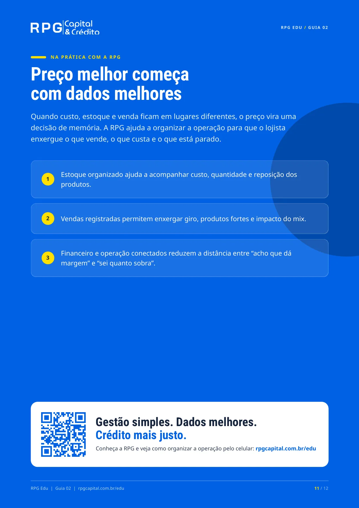Preço, margem e lucro na prática — página 11: Preço melhor começa com dados melhores
