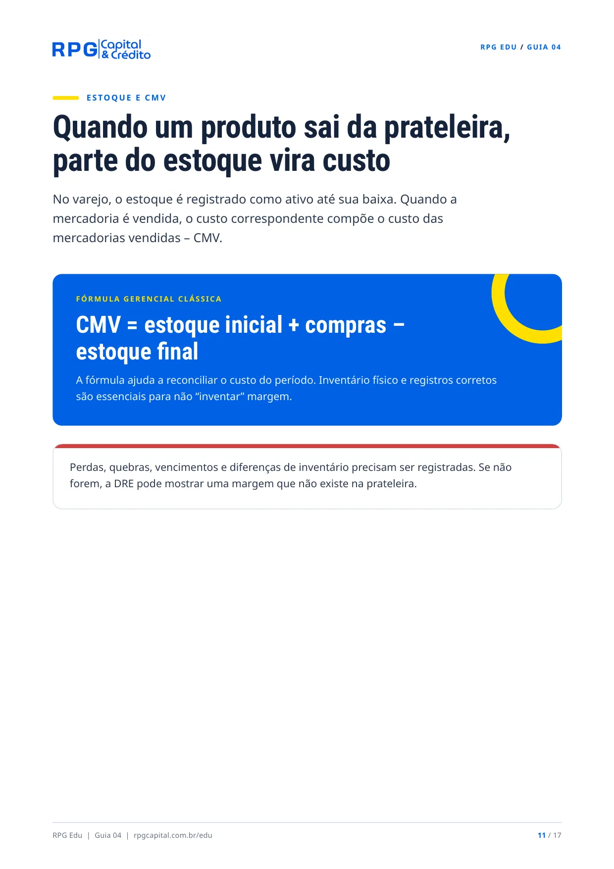 Contabilidade: do básico ao profissional — página 11: Quando um produto sai da prateleira, parte do estoque vira custo