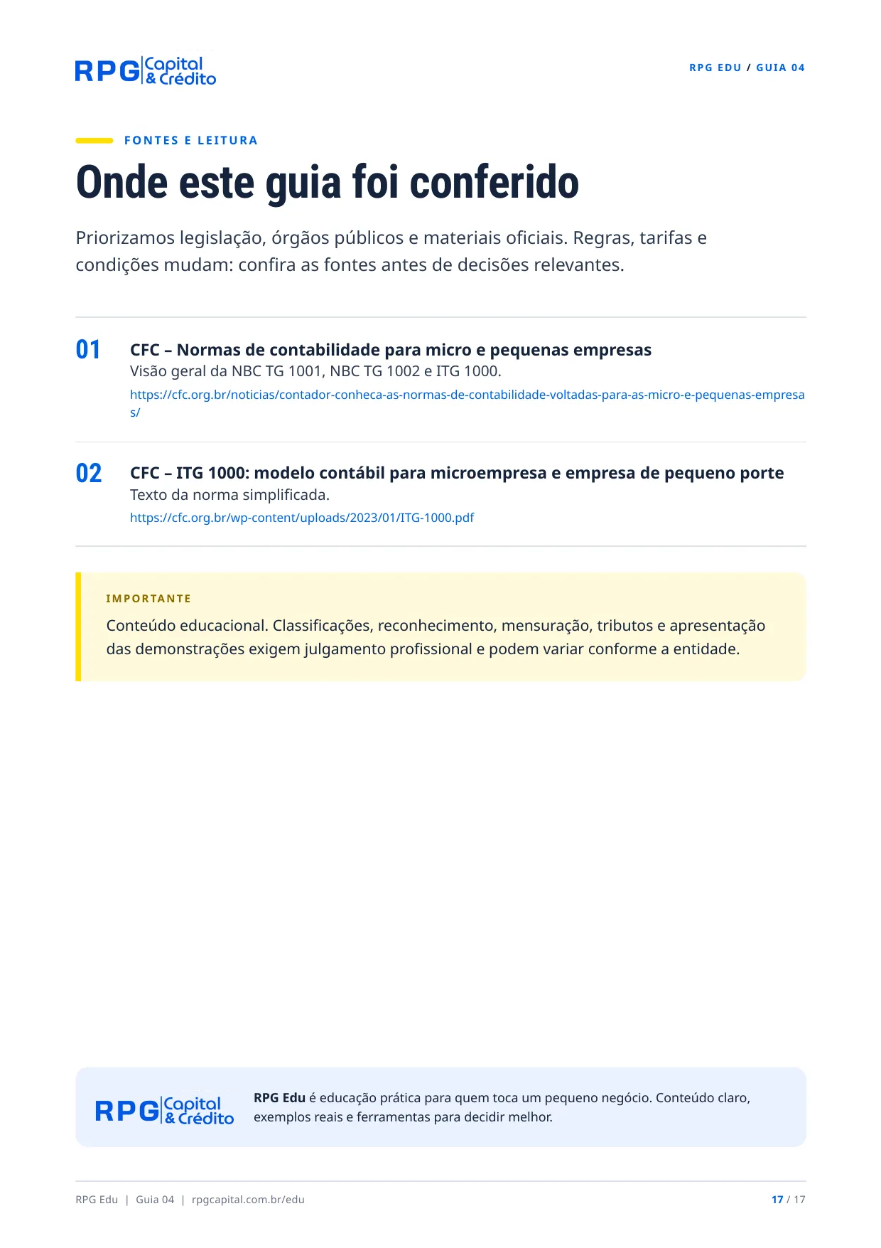 Contabilidade: do básico ao profissional — página 17: Onde este guia foi conferido