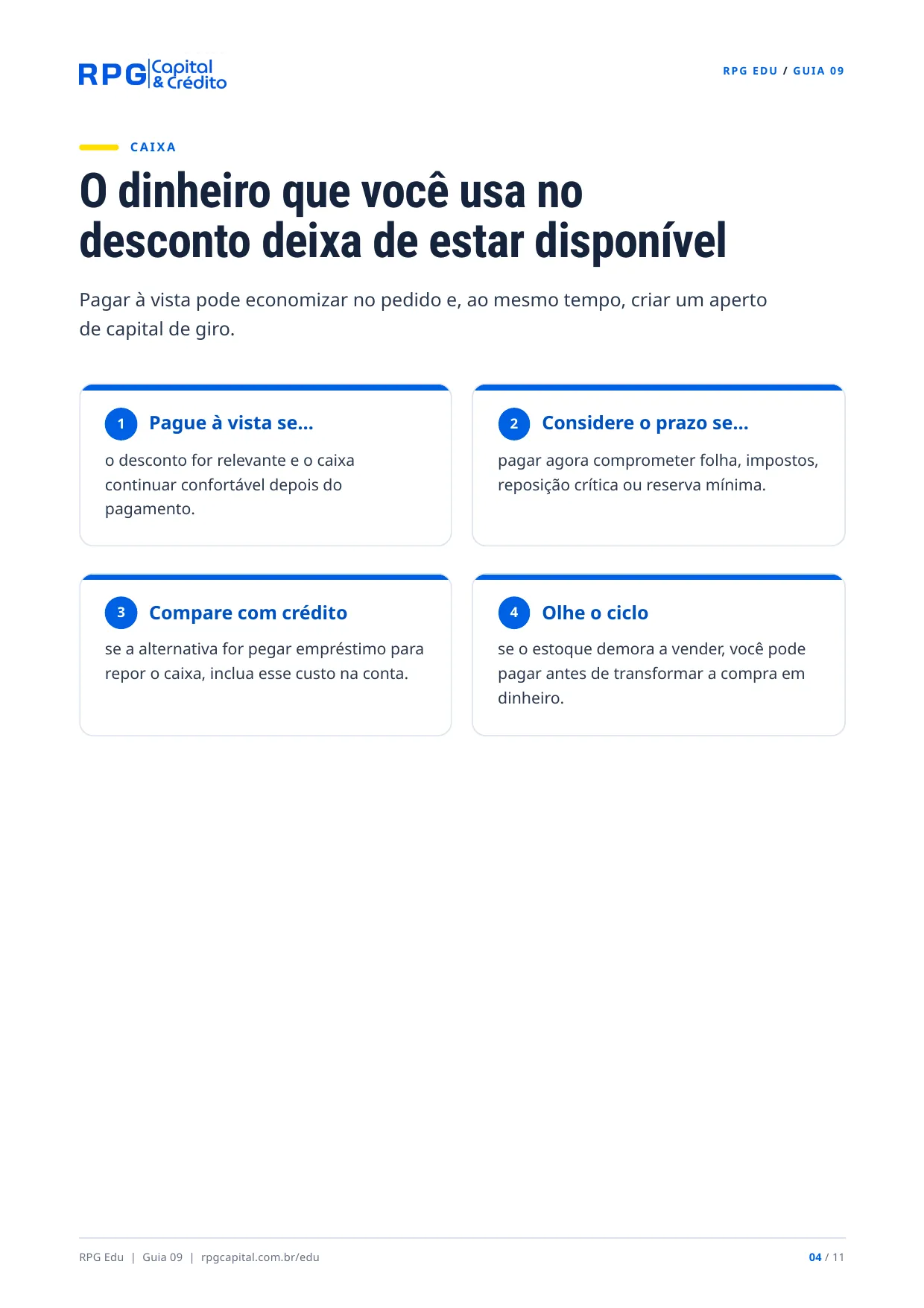 À vista ou a prazo? Como saber qual opção é realmente mais barata — página 4: O dinheiro que você usa no desconto deixa de estar disponível