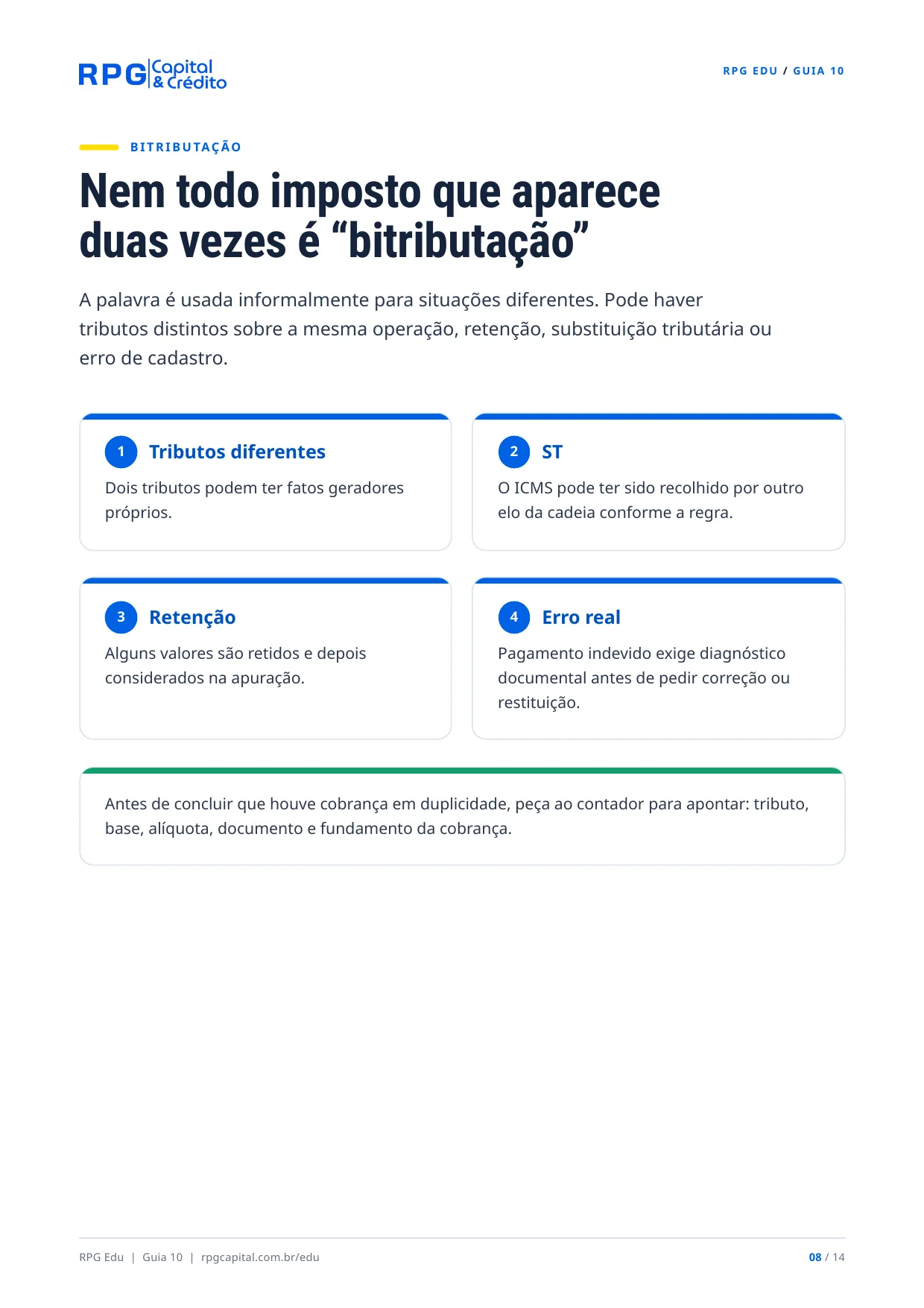 Impostos para pequenos negócios: do básico ao Simples Nacional — página 8: Nem todo imposto que aparece duas vezes é “bitributação”