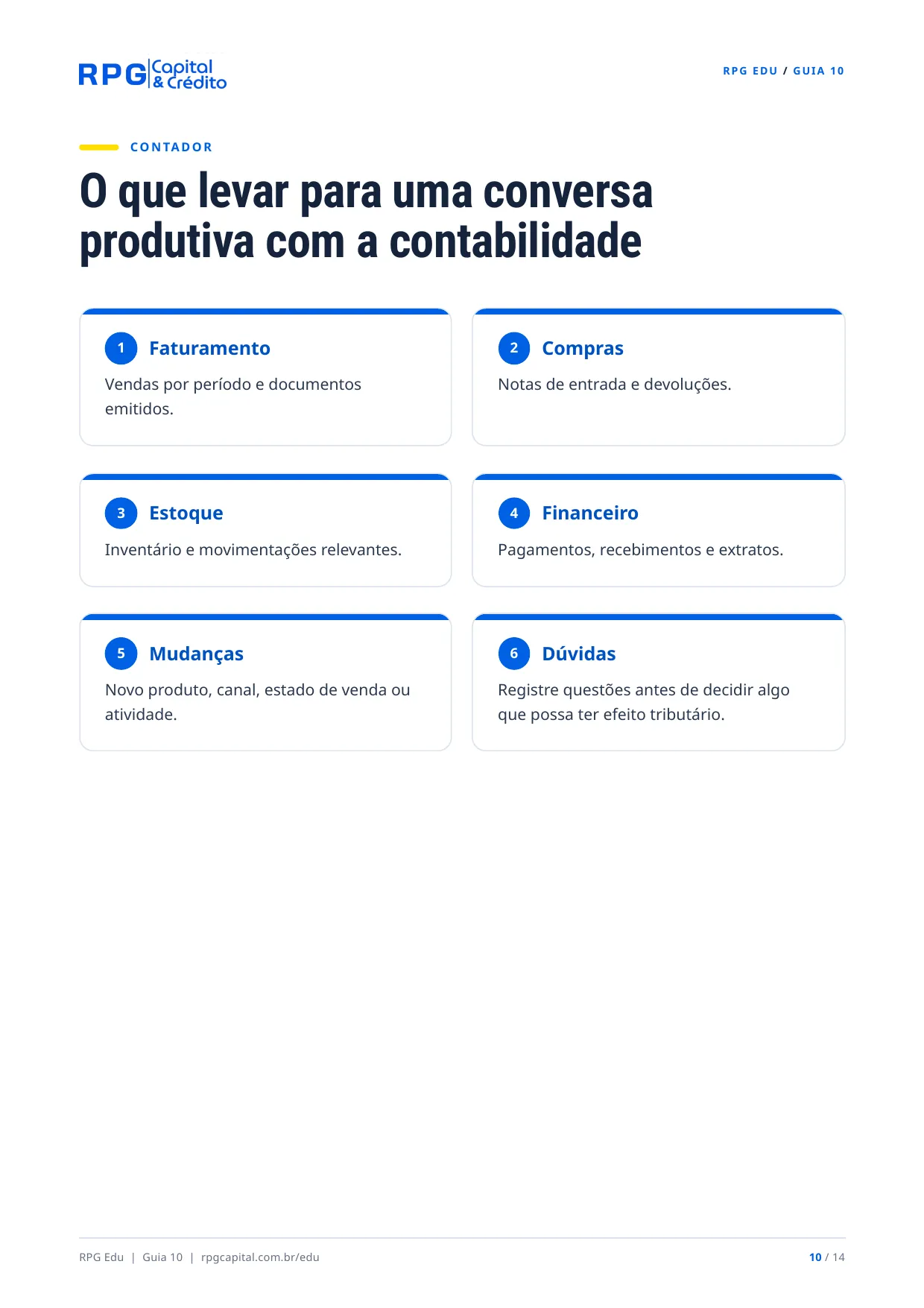 Impostos para pequenos negócios: do básico ao Simples Nacional — página 10: O que levar para uma conversa produtiva com a contabilidade