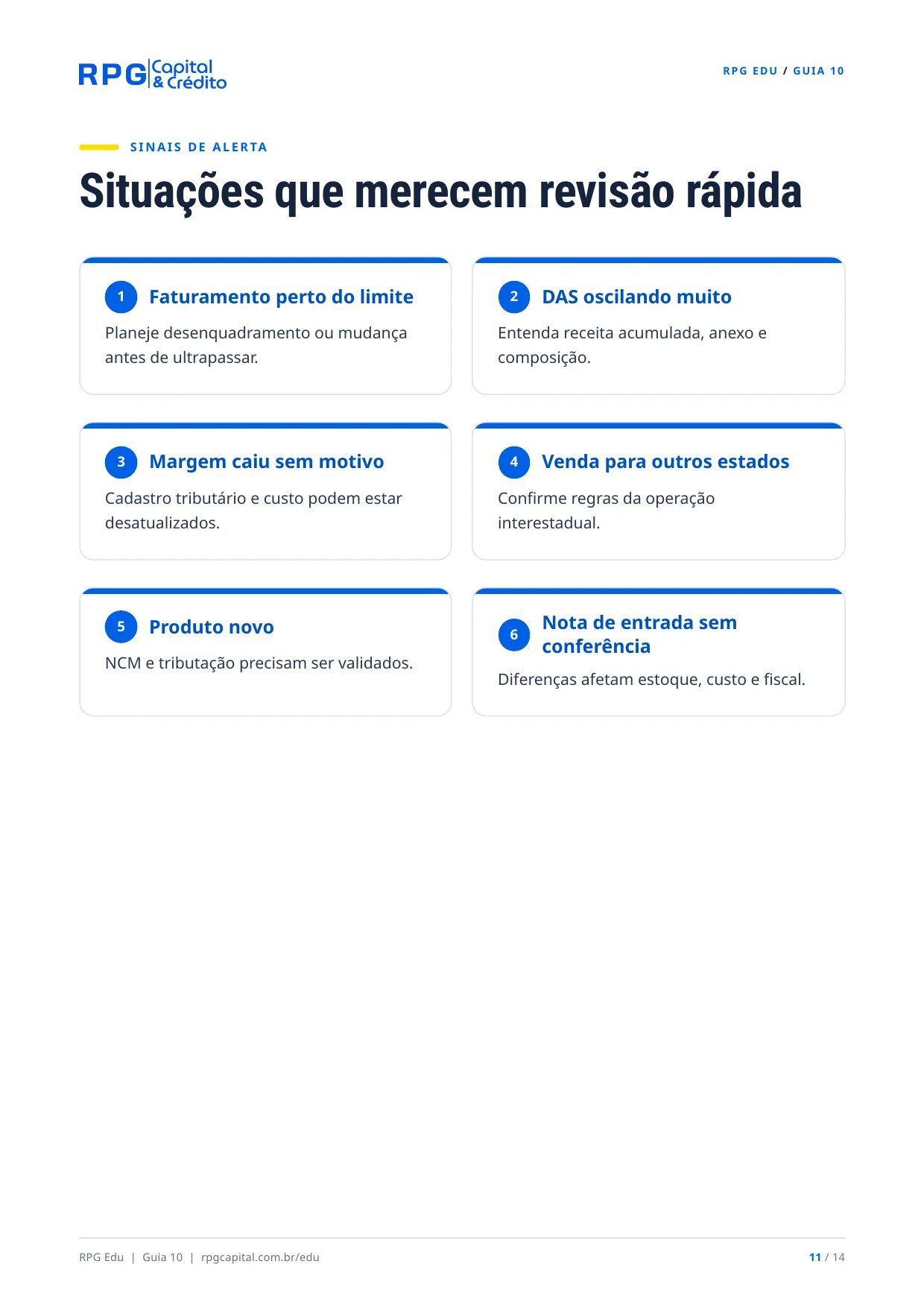 Impostos para pequenos negócios: do básico ao Simples Nacional — página 11: Situações que merecem revisão rápida