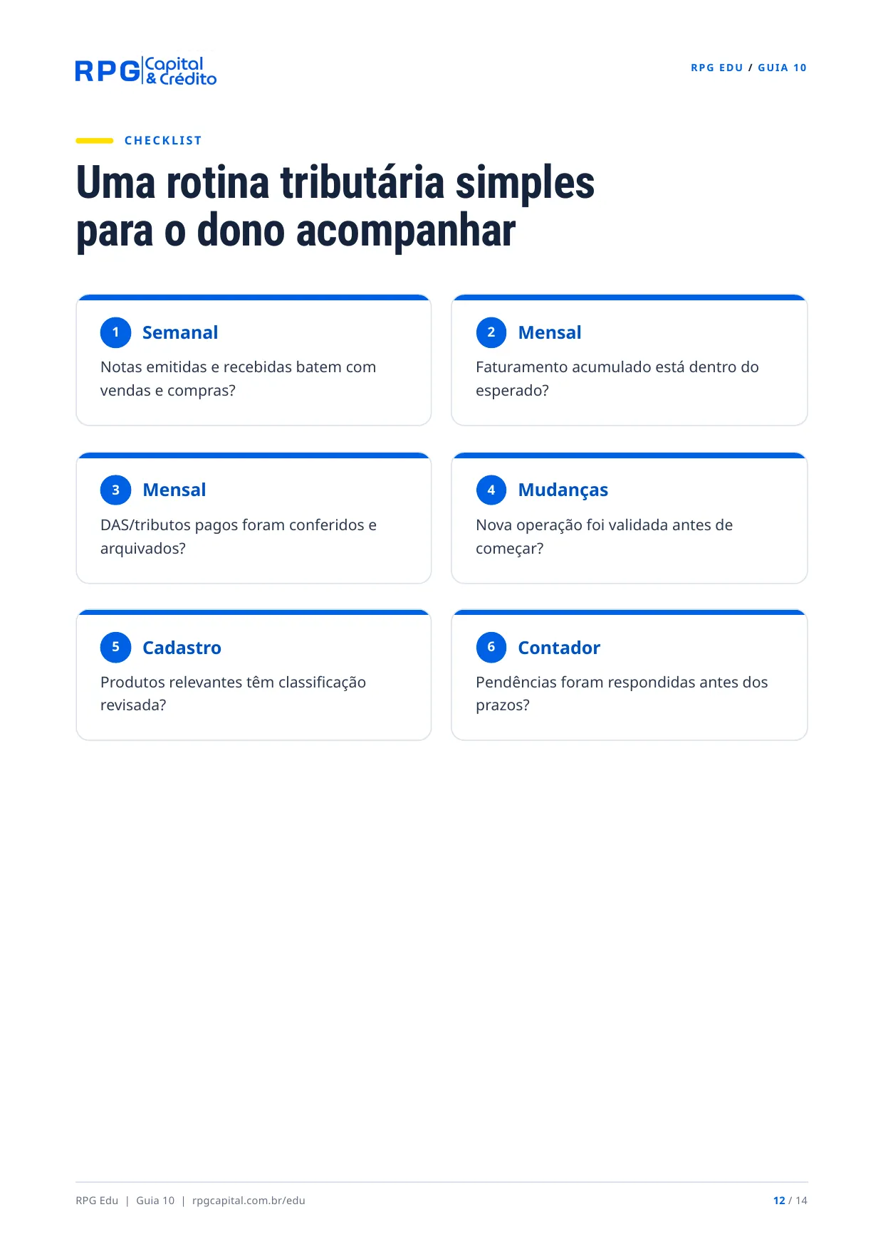 Impostos para pequenos negócios: do básico ao Simples Nacional — página 12: Uma rotina tributária simples para o dono acompanhar