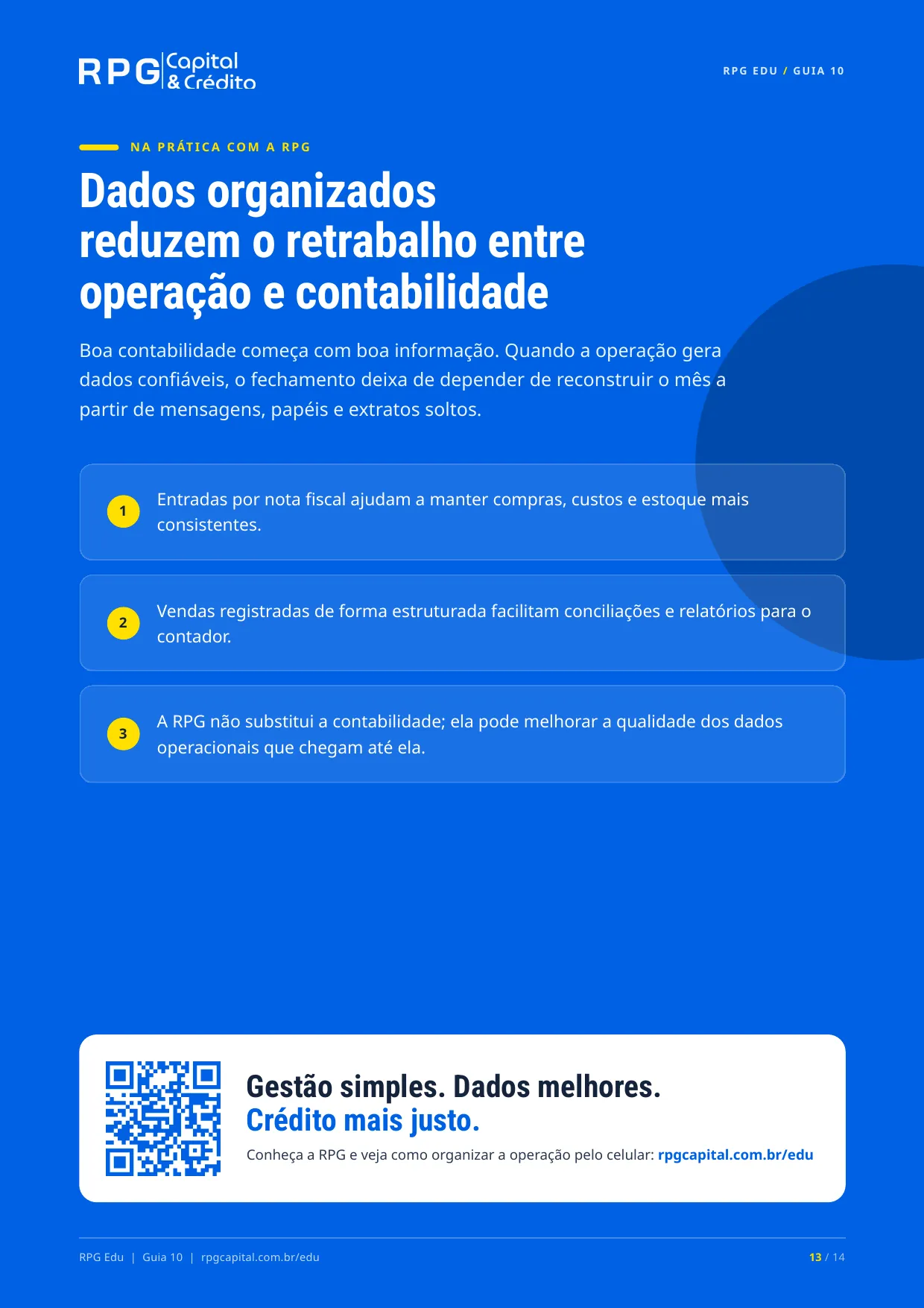 Impostos para pequenos negócios: do básico ao Simples Nacional — página 13: Dados organizados reduzem o retrabalho entre operação e contabilidade