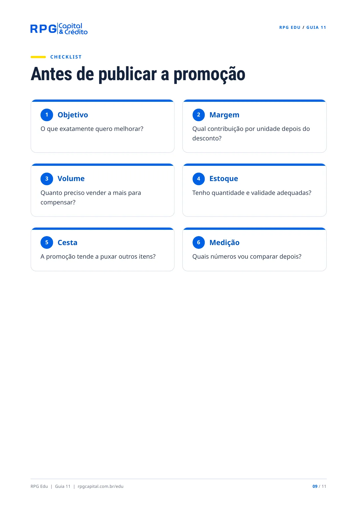 Promoções e descontos: como vender mais sem destruir sua margem — página 9: Antes de publicar a promoção