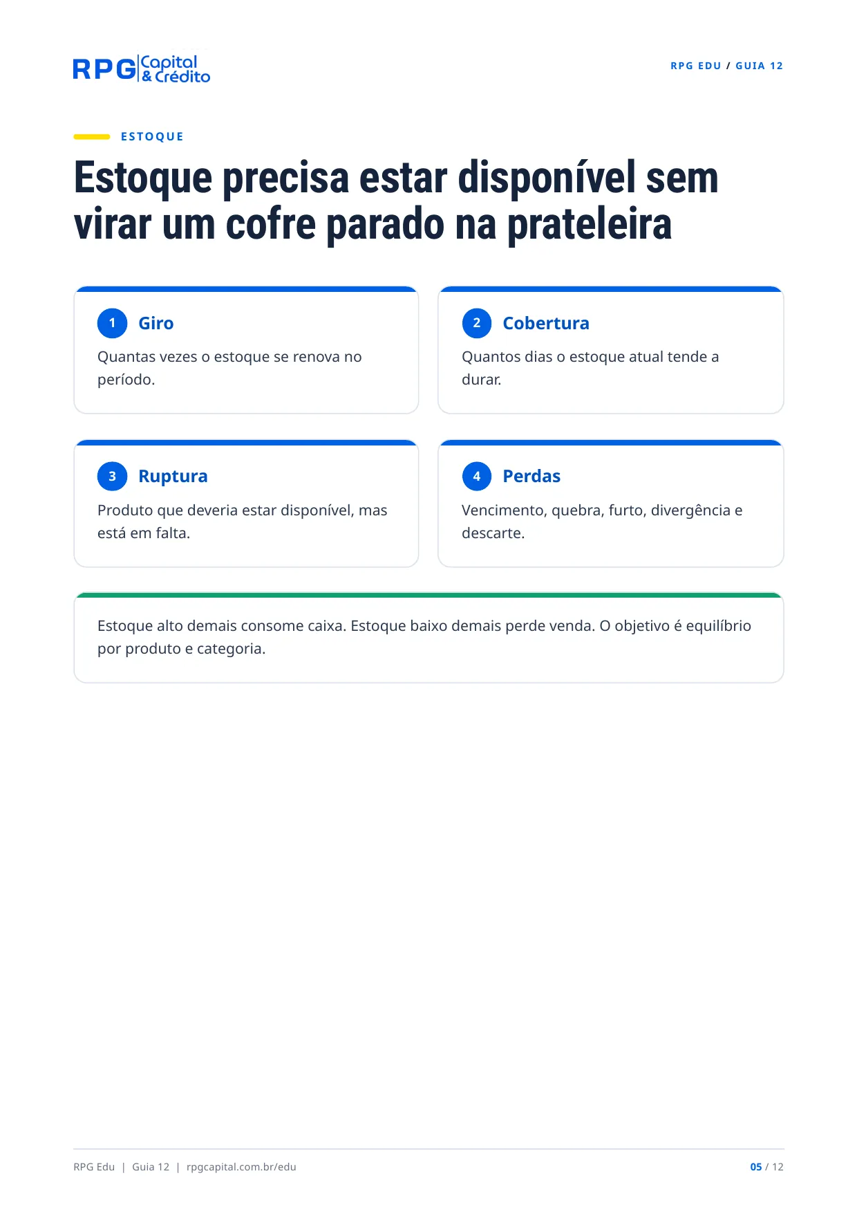 Os números que todo dono de comércio deveria acompanhar — página 5: Estoque precisa estar disponível sem virar um cofre parado na prateleira