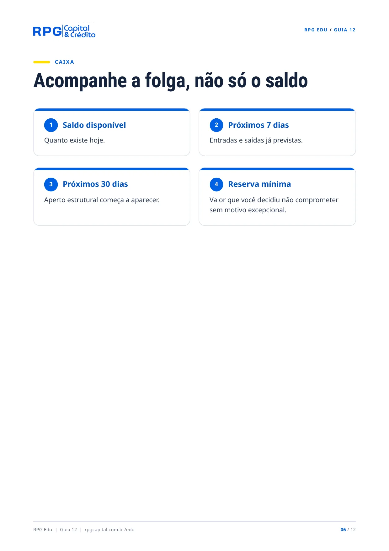 Os números que todo dono de comércio deveria acompanhar — página 6: Acompanhe a folga, não só o saldo