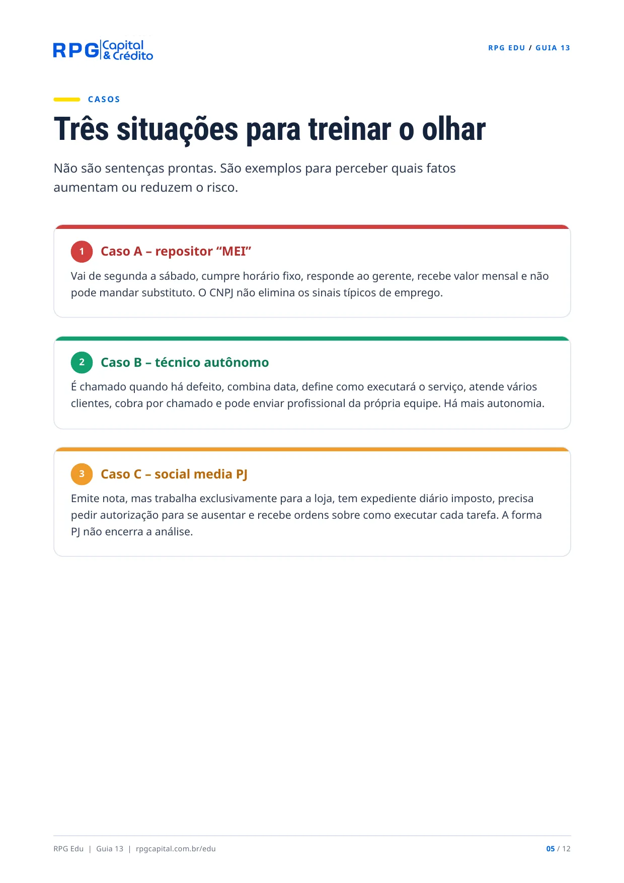 Contratação: o que gera vínculo empregatício? — página 5: Três situações para treinar o olhar