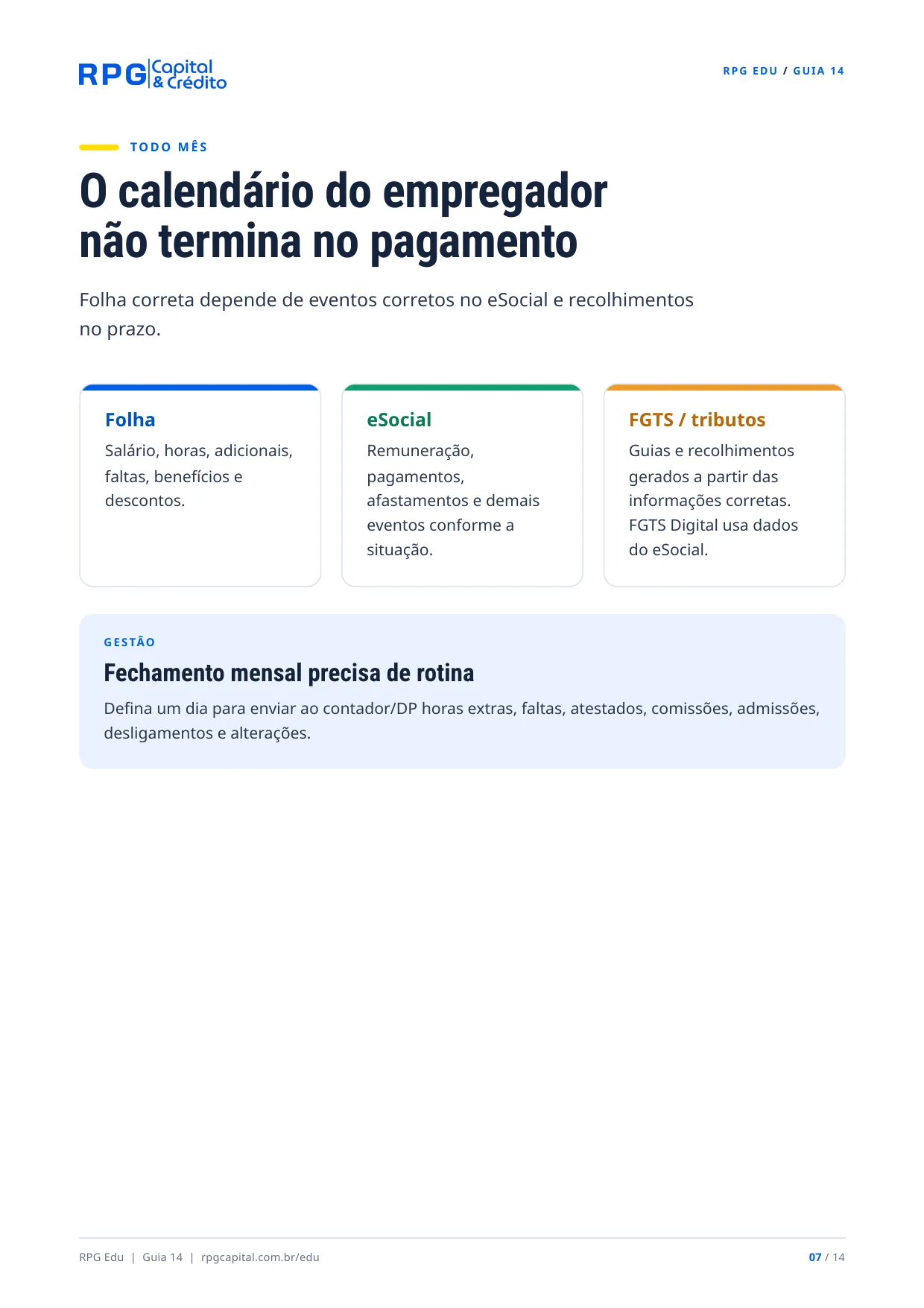 Tudo o que você precisa saber antes de contratar alguém pela CLT — página 7: O calendário do empregador não termina no pagamento