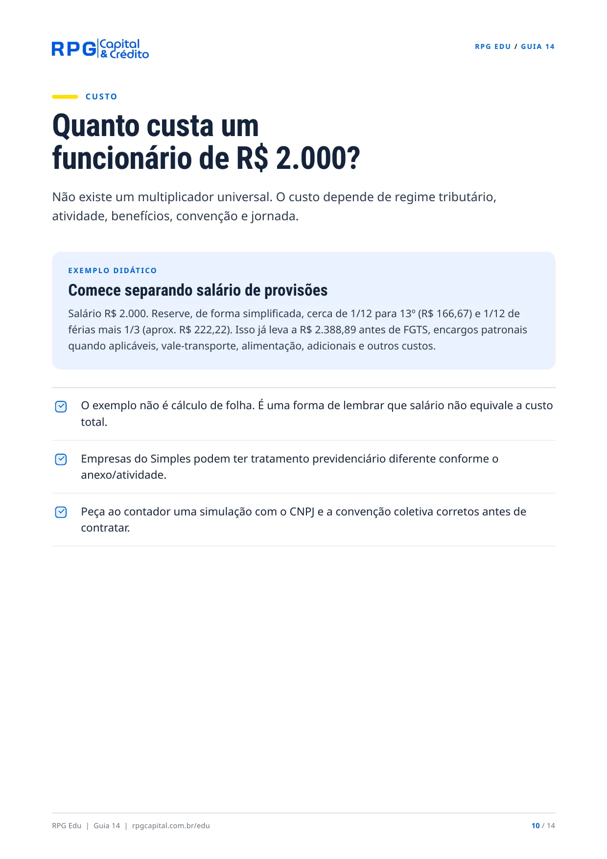 Tudo o que você precisa saber antes de contratar alguém pela CLT — página 10: Quanto custa um funcionário de R$ 2.000?