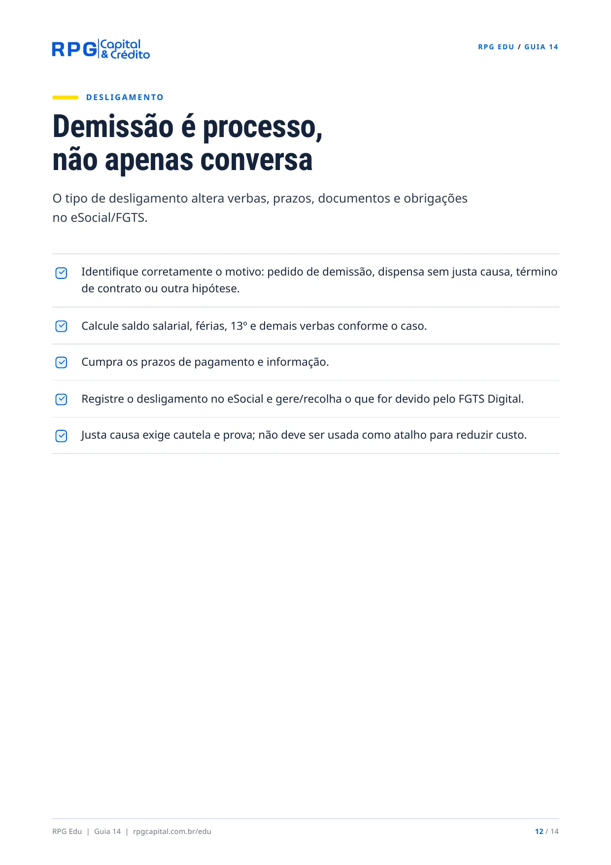 Tudo o que você precisa saber antes de contratar alguém pela CLT — página 12: Demissão é processo, não apenas conversa