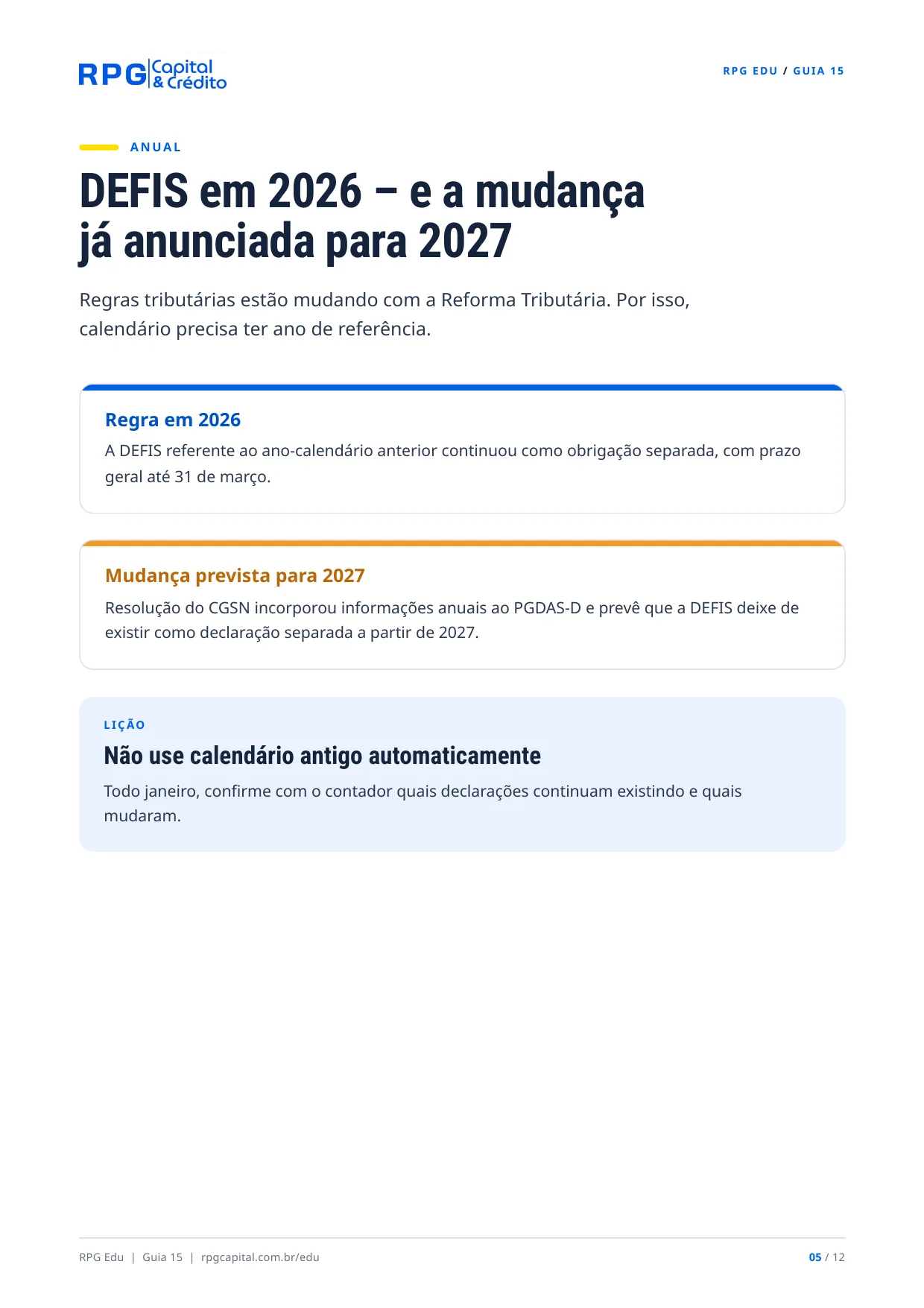 Impostos e declarações: o calendário do pequeno empresário — página 5: DEFIS em 2026 – e a mudança já anunciada para 2027