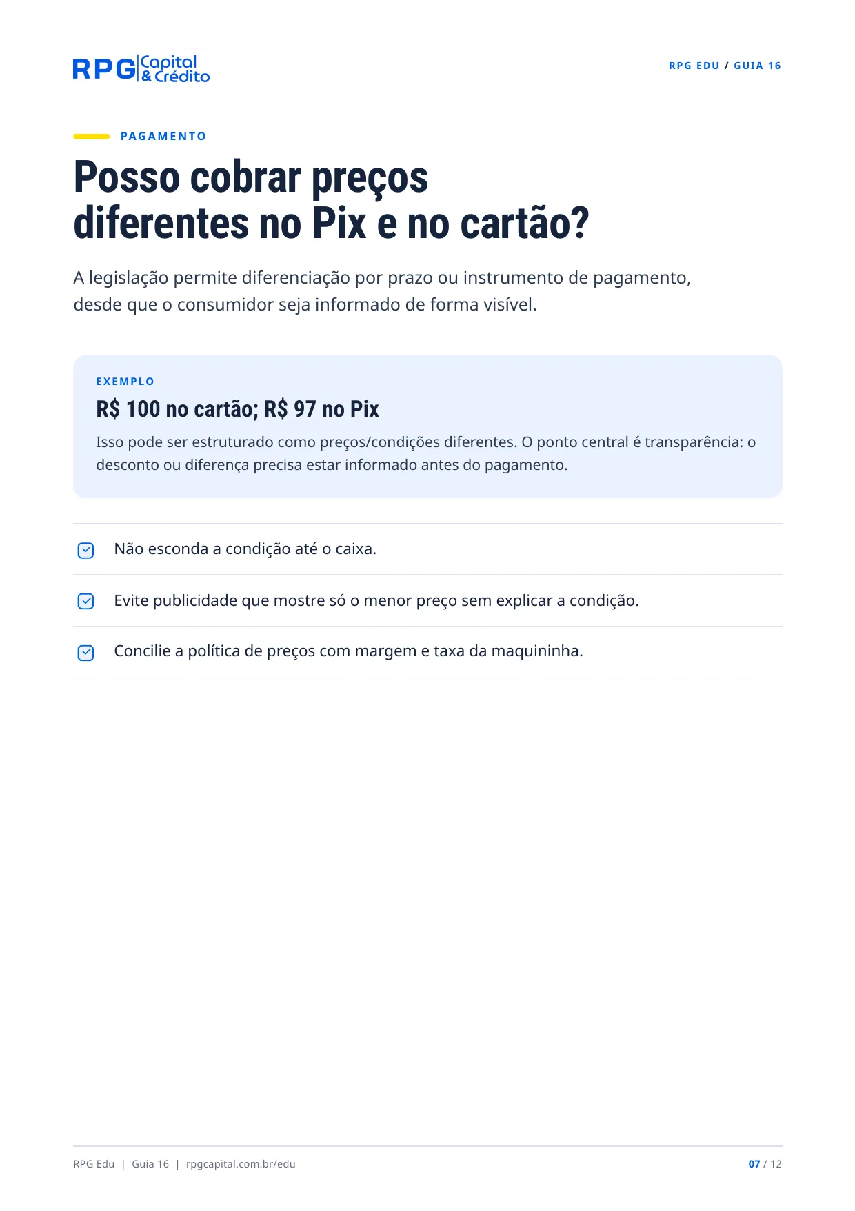 Direitos do consumidor no comércio: o que o lojista pode e não pode fazer — página 7: Posso cobrar preços diferentes no Pix e no cartão?