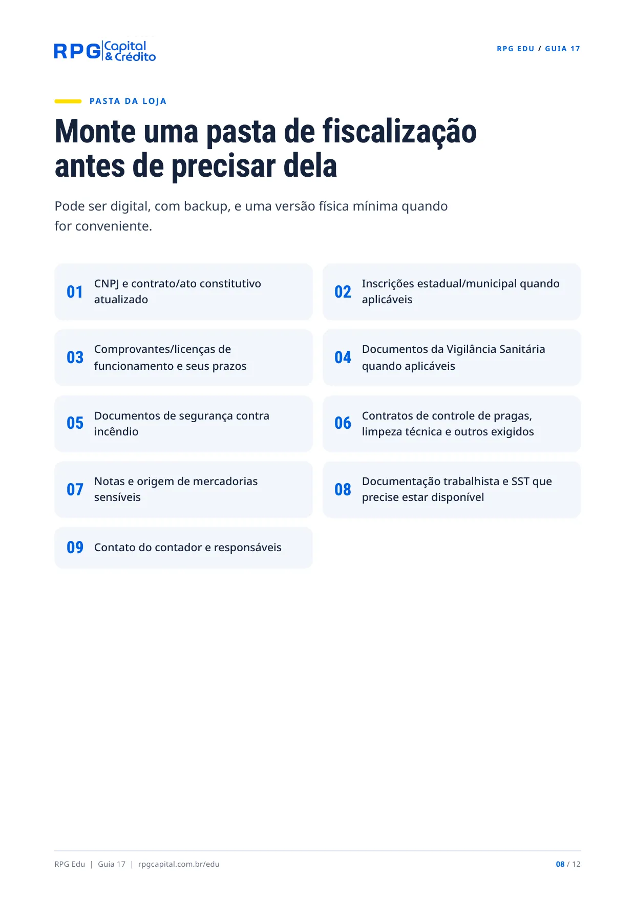 Sua loja está regular? Licenças, alvarás e fiscalização — página 8: Monte uma pasta de fiscalização antes de precisar dela