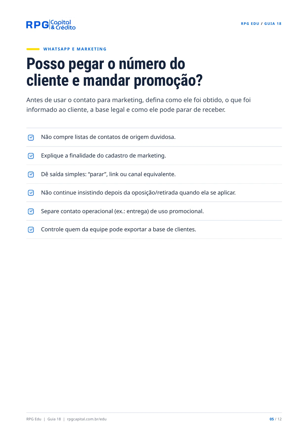 LGPD para pequenos negócios: dados de clientes sem improviso — página 5: Posso pegar o número do cliente e mandar promoção?