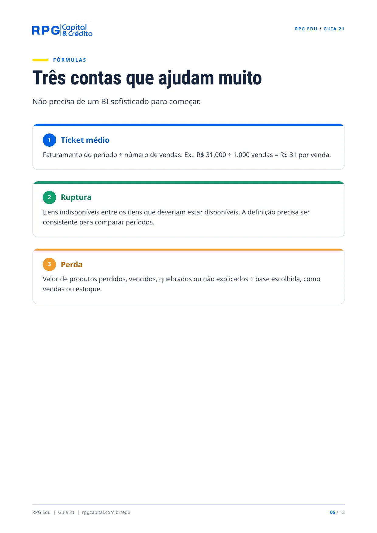 Metas e indicadores: como saber se sua empresa está melhorando — página 5: Três contas que ajudam muito